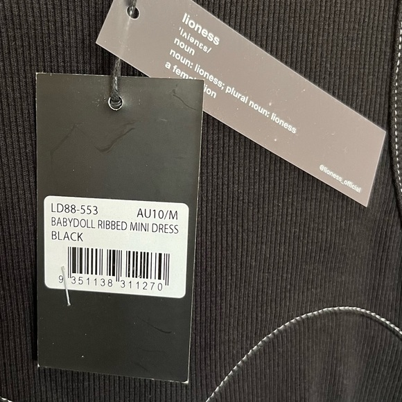 Lioness Cotton Ribbed Black Body Con Mini Dress BNWT - Picture 9 of 10